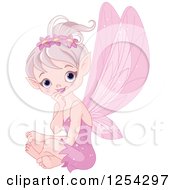 Poster, Art Print Of Cute Pink Sitting Fairy