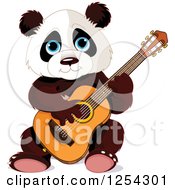 Cute Panda Bear Playing A Guitar