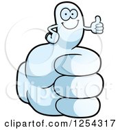 Clipart Of A Happy Thumb Up Character On A Gloved Hand Royalty Free Vector Illustration