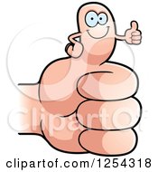 Poster, Art Print Of Happy Thumb Up Character On A Caucasian Hand