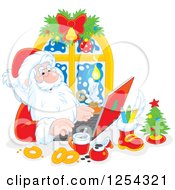 Santa Claus Responding To Christmas Emails On A Laptop