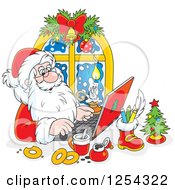 Poster, Art Print Of Santa Responding To Christmas Emails On A Laptop