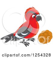 Poster, Art Print Of Curious Red Crossbill Bird