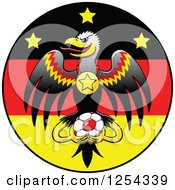 Poster, Art Print Of German Eagle With A Medal And Soccer Ball Over A Flag Circle