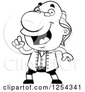 Clipart Of Black And White Benjamin Franklin With An Idea Royalty Free Vector Illustration
