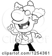 Clipart Of A Black And White Mad Scientist With An Idea Royalty Free Vector Illustration