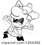 Clipart Of A Black And White Mad Scientist Running Scared Royalty Free Vector Illustration