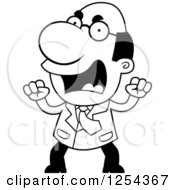 Clipart Of A Black And White Angry Scientist Royalty Free Vector Illustration