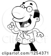Clipart Of A Black And White Smart Scientist With An Idea Royalty Free Vector Illustration