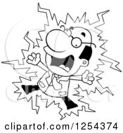 Poster, Art Print Of Black And White Scientist Getting Shocked