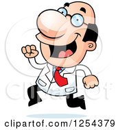 Clipart Of A Happy Scientist Running Royalty Free Vector Illustration