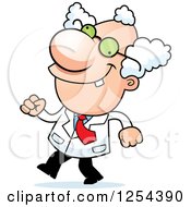 Clipart Of A Mad Scientist Walking Royalty Free Vector Illustration
