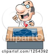 Clipart Of A Scientist Talking At A Desk Royalty Free Vector Illustration