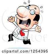 Clipart Of A Scared Scientist Running Royalty Free Vector Illustration