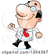 Clipart Of A Happy Scientist Walking Royalty Free Vector Illustration