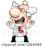 Clipart Of A Mad Scientist Waving His Fists Royalty Free Vector Illustration