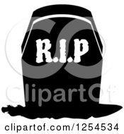 Clipart Of A Black And White Rip Headstone Royalty Free Vector Illustration