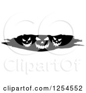Clipart Of A Black And White Grunge Border Of Halloween Jackolantern Pumpkins Royalty Free Vector Illustration