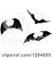 Poster, Art Print Of Black And White Flying Vampire Bats