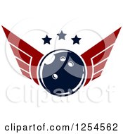 Clipart Of A Retro Winged Bowling Ball With Stars Royalty Free Vector Illustration by Vector Tradition SM