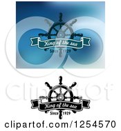 Clipart Of King Of The Sea Ribbon Banners Over Helms Royalty Free Vector Illustration