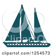 Poster, Art Print Of Blue Yacht