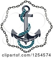 Clipart Of An Anchor In A Chain Frame Royalty Free Vector Illustration