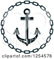 Clipart Of An Anchor In A Chain Frame Royalty Free Vector Illustration