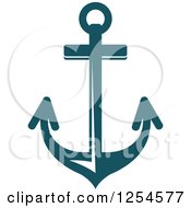 Clipart Of A Teal Anchor Royalty Free Vector Illustration