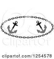 Clipart Of Black And White Anchors In A Rope Frame Royalty Free Vector Illustration