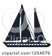 Clipart Of A Navy Blue Yacht Royalty Free Vector Illustration