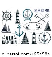 Clipart Of Nautical Maritime Elements Royalty Free Vector Illustration