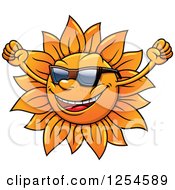 Clipart Of A Cheering Sun With Sunglasses Royalty Free Vector Illustration by Vector Tradition SM