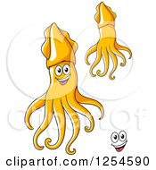 Clipart Of Orange Squids Royalty Free Vector Illustration