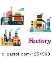 Clipart Of Colorful Factories With Text Royalty Free Vector Illustration