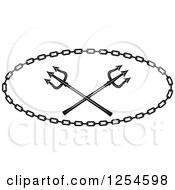 Clipart Of Crossed Tridents In A Chain Frame Royalty Free Vector Illustration by Vector Tradition SM
