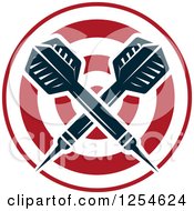 Clipart Of Crossed Darts Over A Target Royalty Free Vector Illustration