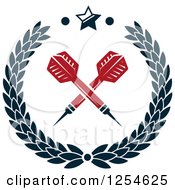 Clipart Of Crossed Darts In A Laurel Wreath With A Star Royalty Free Vector Illustration