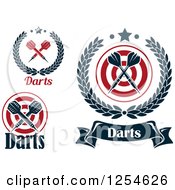 Poster, Art Print Of Crossed Darts In Laurel Wreaths With Text
