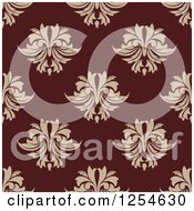 Poster, Art Print Of Seamless Pattern Background Of Tan And Maroon Floral Damask