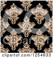 Poster, Art Print Of Seamless Pattern Background Of Tan And Black Floral Damask