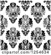 Poster, Art Print Of Seamless Pattern Background Of Black And White Floral Damask