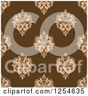 Poster, Art Print Of Seamless Pattern Background Of Brown Floral Damask