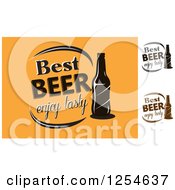 Clipart Of Bottles With Best Beer Enjoy Tasty Text Royalty Free Vector Illustration