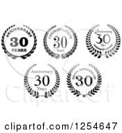 Clipart Of Black And White Congratulations 30 Year Anniversary Designs Royalty Free Vector Illustration
