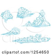 Clipart Of Blue Clouds And Winds Royalty Free Vector Illustration