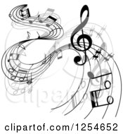 Poster, Art Print Of Grayscale Flowing Music Notes 8