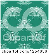Poster, Art Print Of Seamless Pattern Background Of Lotus Henna Flowers In Green