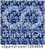 Clipart Of A Seamless Pattern Background Of Flowers In Blue Royalty Free Vector Illustration