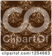 Poster, Art Print Of Seamless Pattern Background Of Lotus Henna Flowers In Brown
